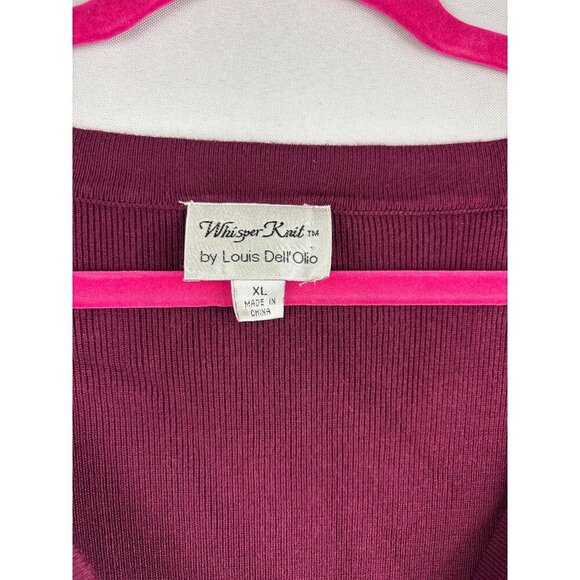 Whisper Knit Burgundy Long-Sleeve Cardigan Sweater By Louis DellOlio Size XL - Picture 5 of 5